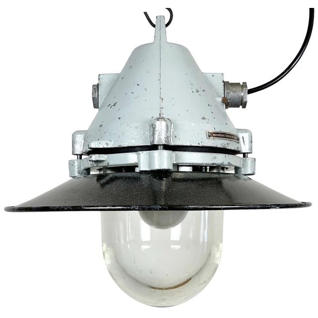 Grey Cast Aluminium Explosion Proof Lamp with Enameled Shade from Elektrosvit, 1970s For Sale - Image 18 of 18