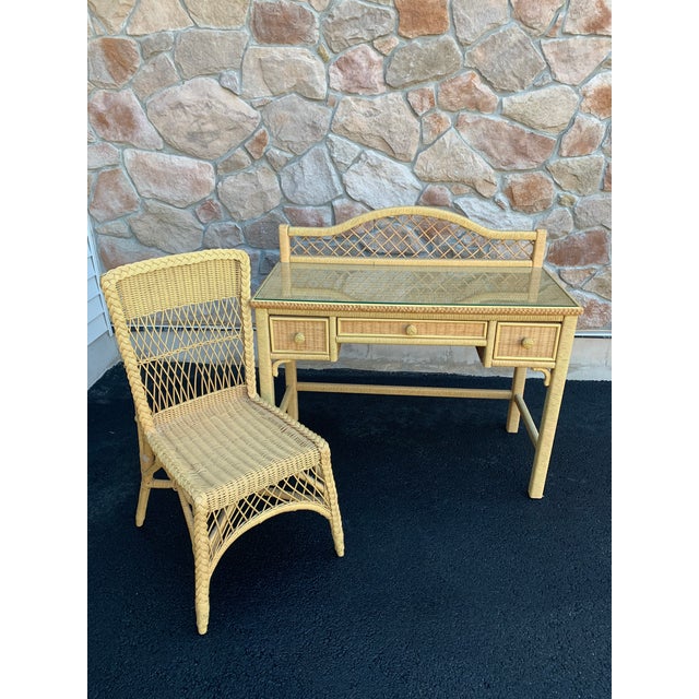 Henry Link Wicker Desk & Chair, 2 Pieces Chairish