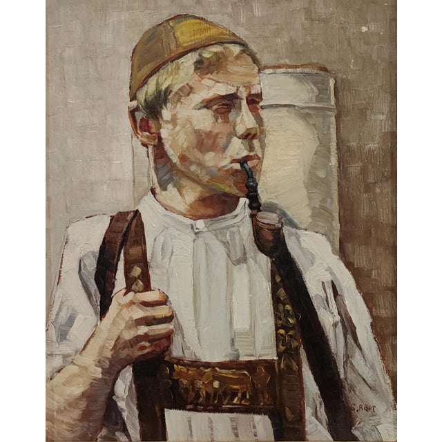 G. Baur, Berger des Alpes et sa pipe, Oil on Wood, Framed For Sale - Image 11 of 11