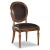 This chair features a round shaped upholstered back over an upholstered seat with nail head trim. Material: Hardwood solids