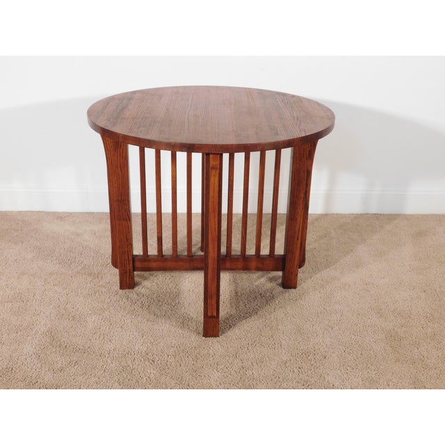 Kimball Kimball Antique Style Mission Prairie Arts & Crafts Oak Round Occasional Table For Sale - Image 4 of 18