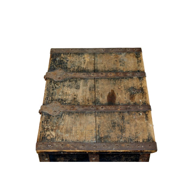 Black Swedish Hand-Painted Strong Box, 1850 For Sale - Image 8 of 9