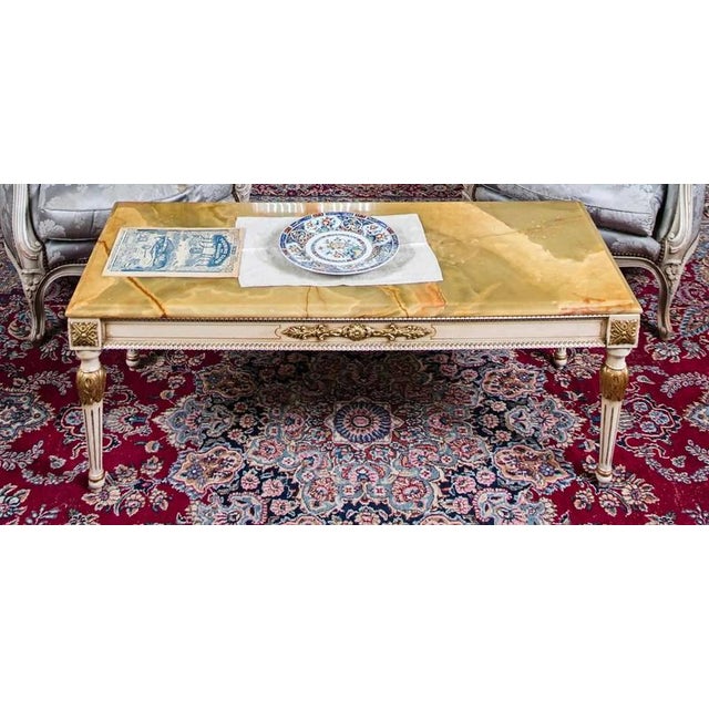 White Coffee Table with Onyx Top For Sale - Image 6 of 7