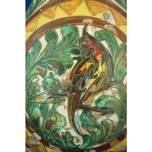 20th Century Majolica Ceramic Jug Vase with Robin, Scratched Decoration by Zulimo Aretini, Italy, 1920s For Sale - Image 11 of 18