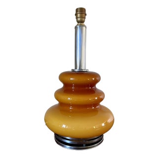 Opaline Ochre and Chrome Floor Lamp, 1970s For Sale