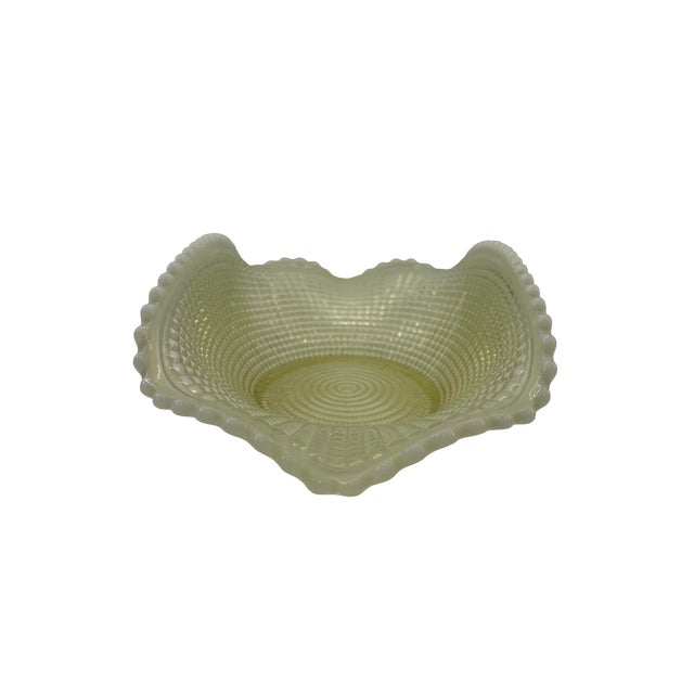 Glass Late 19th Century Albany Model Flint Ribbed Spiral Pattern Ivory Clear Opalescent Uranium Bowl For Sale - Image 7 of 10