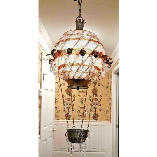 Hollywood Regency Art Deco Period Maison Bagues Beaded Crystal Hot Air Balloon Chandelier From Jackie Gleason Estate Miami Beach