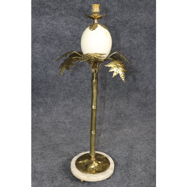 Pair Anthony Redmile Attributed Brass and Ostrich Egg Candle Sticks For Sale - Image 9 of 11