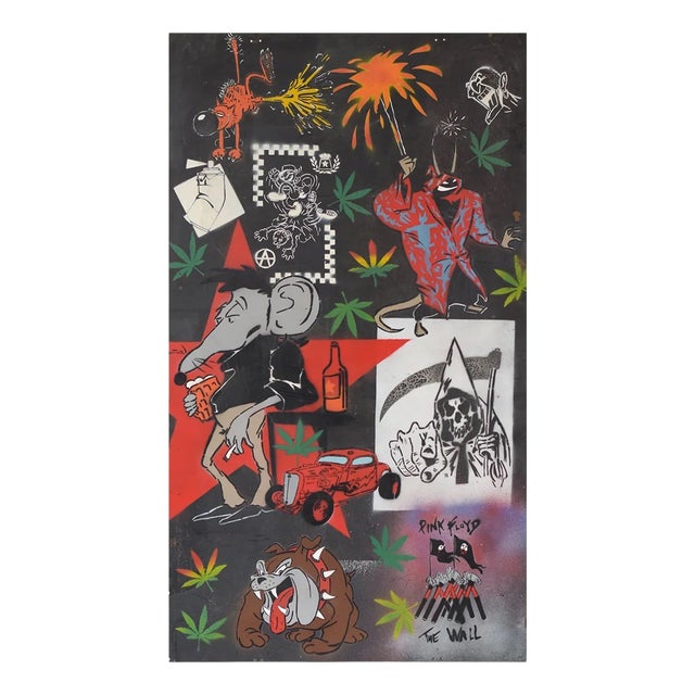 Street Art Design, On Metal Board, 1970s, Mixed Media For Sale