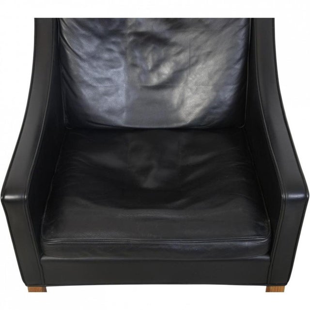 2204 Wing Chair in Black Leather by Børge Mogensen, 2020 For Sale - Image 4 of 16