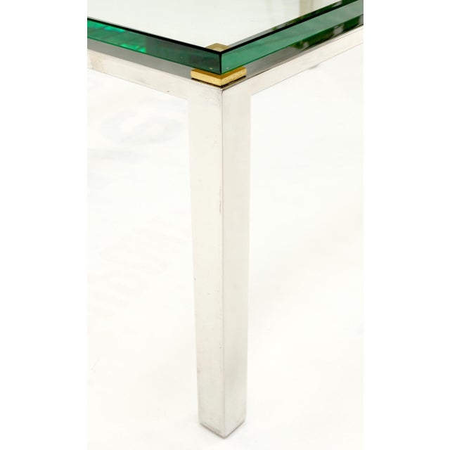 Metal Polished Stainless Steel & Brass Glass Top Rectangle Coffee Table Mid Century For Sale - Image 7 of 12