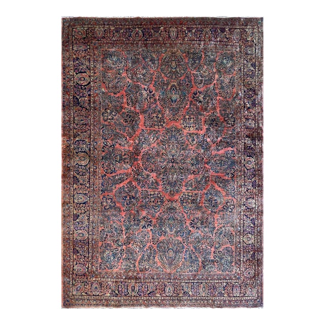 Antique Persian Sarouk Carpet, Garden Design For Sale