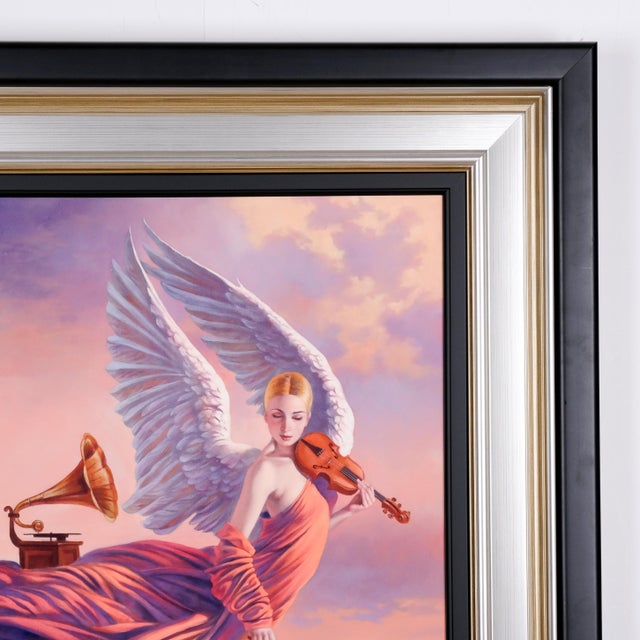 Wood 2018 Michael Cheval "Angel of Renaissance" Artist Signed & Numbered Limited Edition Lxxix/Cc Black Outer & Silver Inner Frame Dye Sublimation Aluminum For Sale - Image 7 of 9
