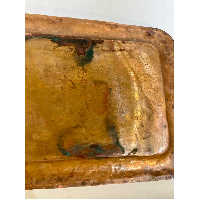 Vintage Brass and Copper Two Handle Serving Cocktail Tray For Sale - Image 18 of 18
