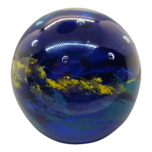 Vintage Crystal Glass Paperweight Dark Blue Sky Starry Night Bubble Glasswork