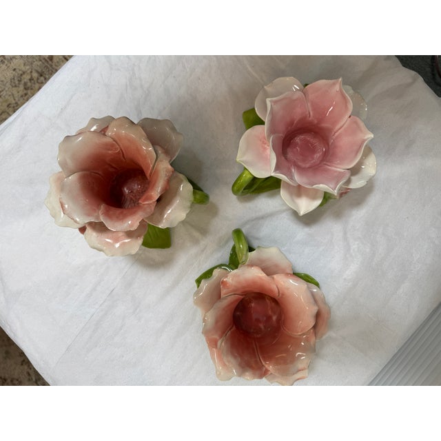 Capodimonte Blooming Flower Candle Holders, Set of Three For Sale - Image 9 of 12
