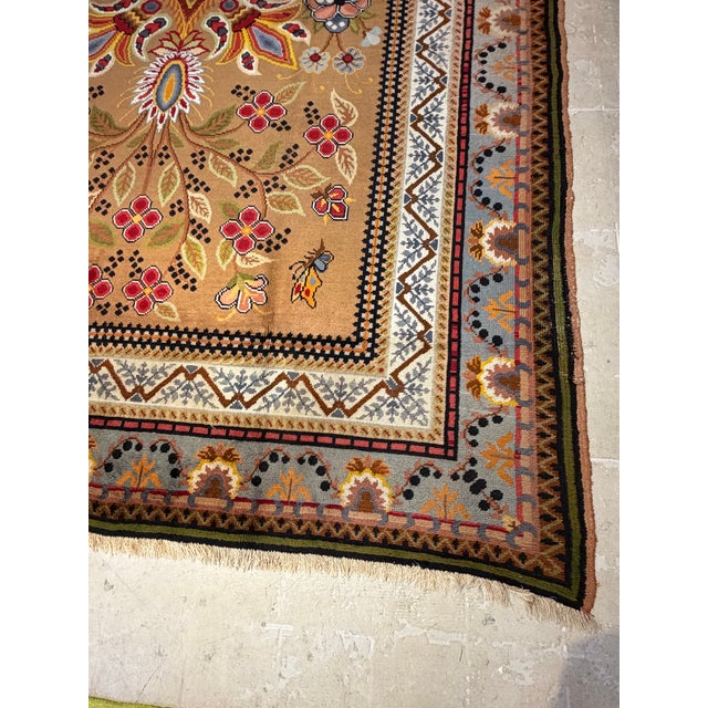 Camel Large Antique Hand-Knotted Art Nouveau Floral Oriental Rug, 11’9” × 8’6”, Circa 1920–1950 For Sale - Image 8 of 11