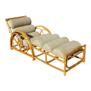 Restored Circles & Speed Arm Rattan Chaise Lounge Chair