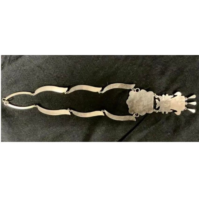 Mexican Alpaca Silver and Turquoise Inlay Necklace For Sale In Tampa - Image 6 of 9
