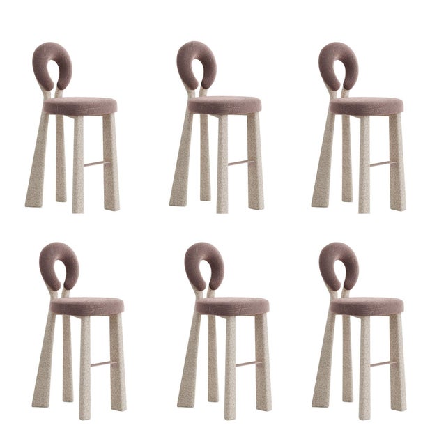 Mary Bar Chairs with Upholstered Legs by Ottiu, Set of 6 For Sale - Image 9 of 9