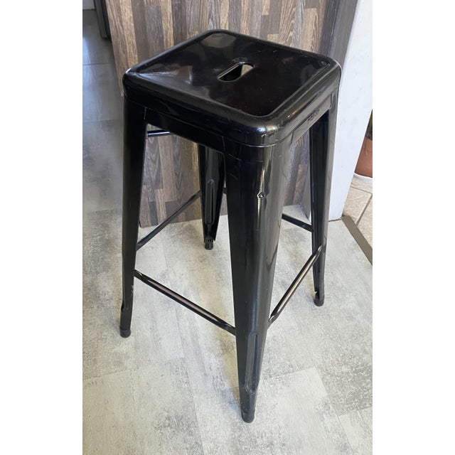 Industrial Vintage Industrial H75 Stackable Bar Stool in Black by Xavier Pauchard for Tolix, 1950s For Sale - Image 3 of 18