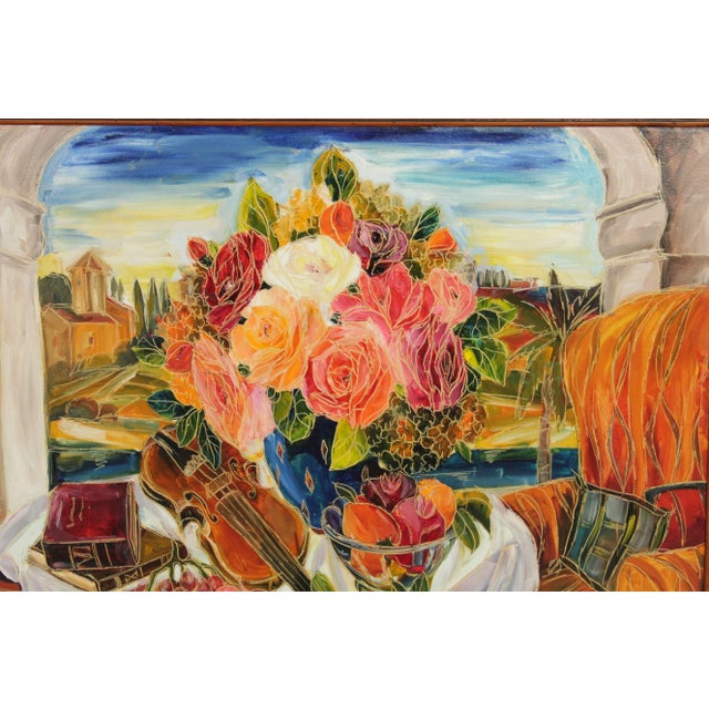 Maya Eventov Large Framed Still Life Original Oil Painting For Sale - Image 9 of 13