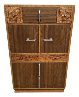 Williamsport Furniture Art Deco Burlwood and Walnut Tall Chest of Drawers- Fully Restored