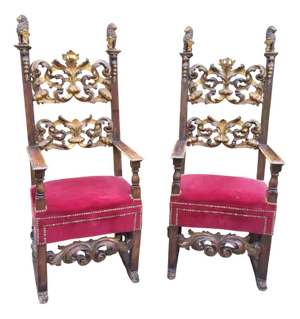 Antique Italian Throne Chairs, Set of 2