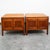 Pair of high-quality walnut end tables. Doors easily push to open. Unmarked examples.