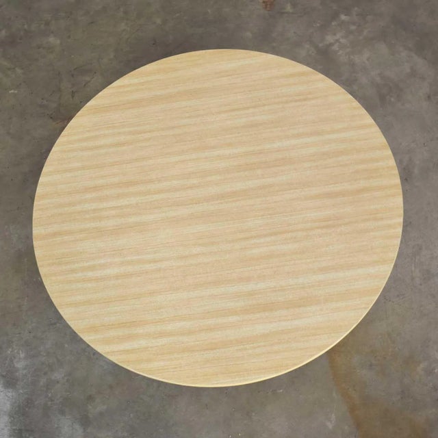 Wood Vintage Coastal Style Coffee or End Table Round Rattan Drum Shape With Laminate Top For Sale - Image 7 of 11