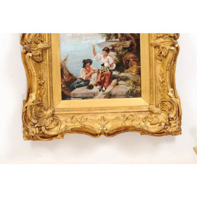 Sky Blue French 19th Century Continental School Painting Depicting Venetian Lagoon Scene For Sale - Image 8 of 13