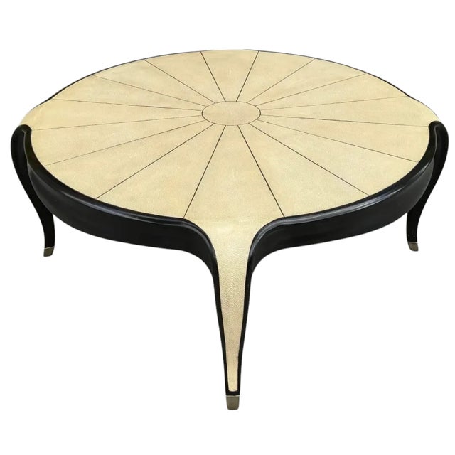 Art Deco Art Deco Style Shagreen & Ebony Cocktail or Round Coffee Table. For Sale - Image 3 of 5