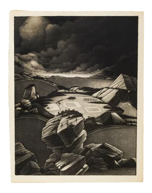 Desolate Landscape - Original Mezzotint by Michel Estèbe - Late 1900 Late 1900