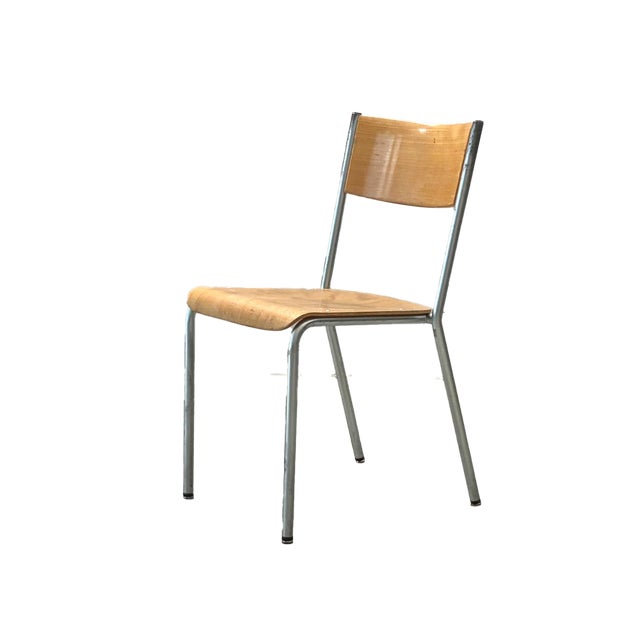 Swiss Bigla Stacking Chair in Beech For Sale