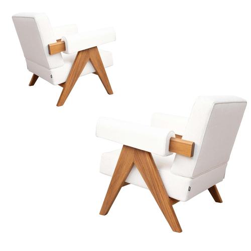 Set of two armchairs designed by pierre jeanneret circa 1950, relaunched in 2019. Manufactured by cassina in italy....