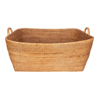 Artifacts Saboga Home Everything Basket with Hoop Handles in Honey Brown - 25" For Sale