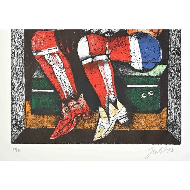 King of Coins is an etching realized by Franco Gentilini (Italian Painter, 1909-1981) in the 1970s. The state of...