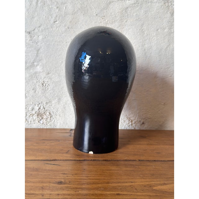 1970s Vintage Black Ceramic Mannequin Display Head from Royal Crown Holland, 1970s For Sale - Image 5 of 8