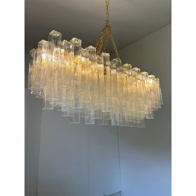Italian Gold Rectangular Murano Glass Chandelier by Simoeng For Sale - Image 4 of 9