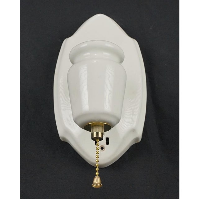 Ceramic Mid 20th Century Restored Traditional White Porcelain Wall Sconce For Sale - Image 7 of 8