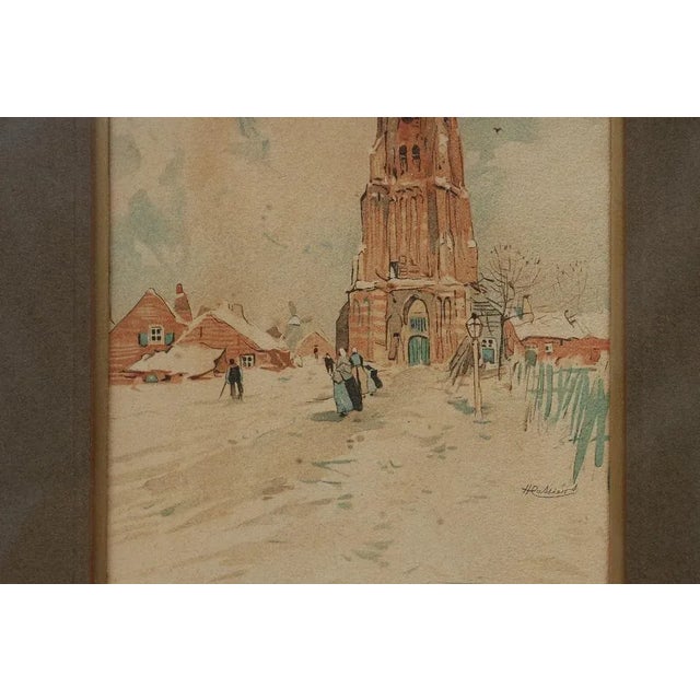 Art Nouveau Wall-Mounted Coat Rack with Framed Watercolors from Cassier, Belgium, 1905 For Sale - Image 12 of 15