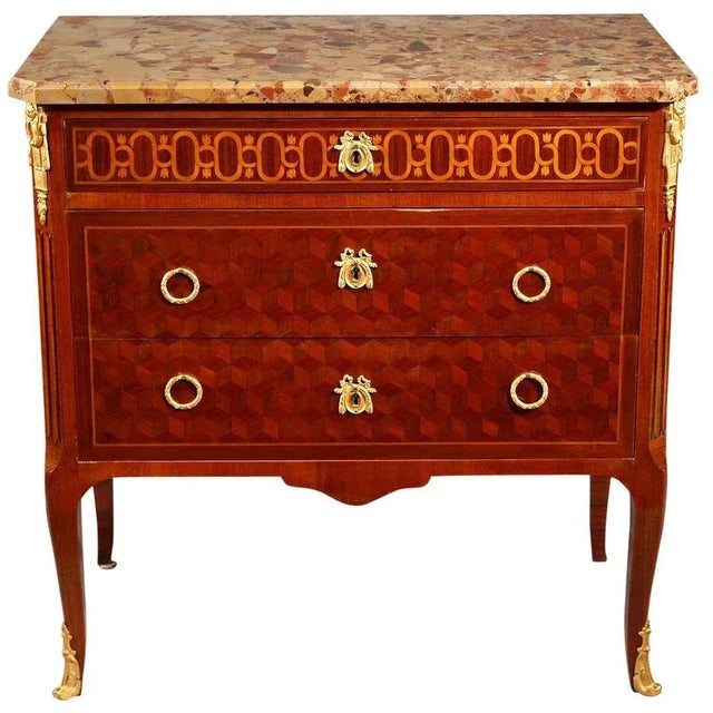 Ormolu-Mounted Marquetry Commode, 19th Century For Sale - Image 11 of 11