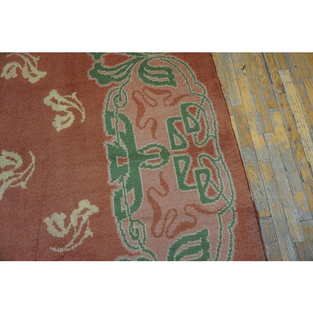1930s Salmon Irish Donegal Arts & Crafts Rug 10' X 17' Handknotted Wool Carpet For Sale In New York - Image 6 of 13