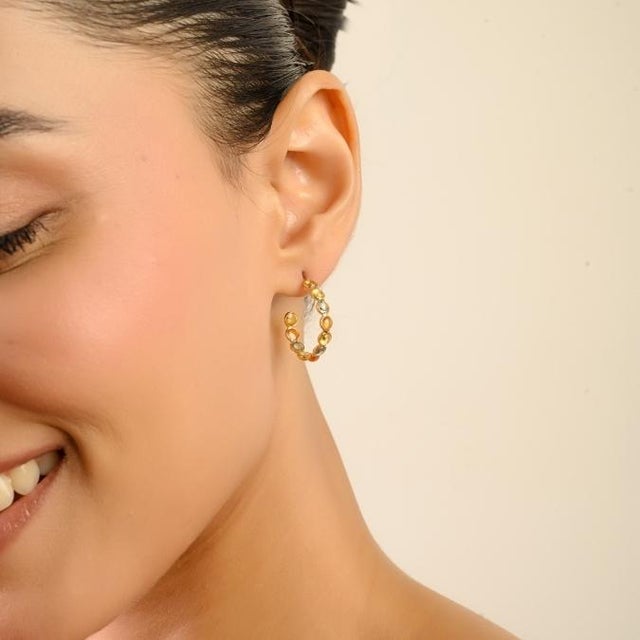 Artistic 5.59 Ct Cabochon Cut Multi Tourmaline Hoop Earrings in 18k Yellow Gold For Sale In New York - Image 6 of 11