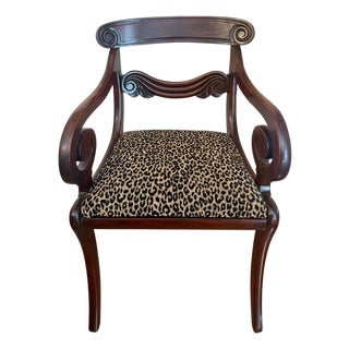 Early 20th Century Neoclassical Style Mahogany Armchair With Leopard Velvet Seat For Sale