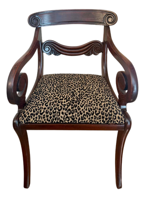 Early 20th Century Neoclassical Style Mahogany Armchair With Leopard Velvet Seat