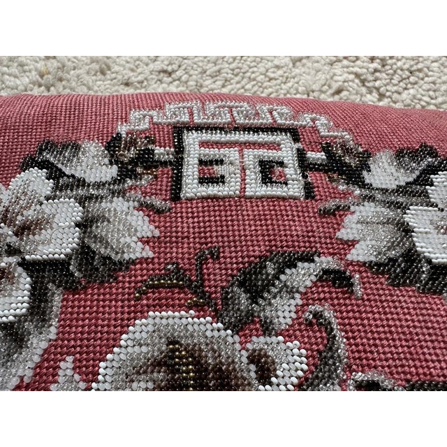 Biedermeier Cushion with Bead Embroidery in Grisaille Tones For Sale - Image 4 of 8