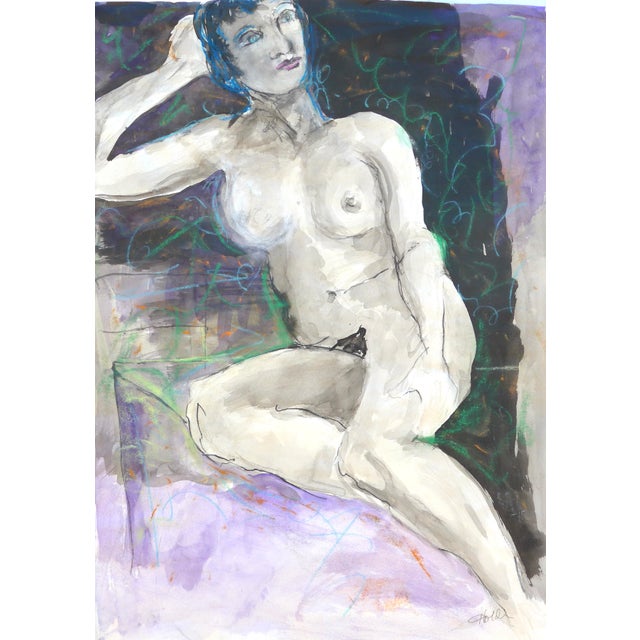 "Nude in the Studio" Contemporary Abstract Figurative Drawing by Martha Holden For Sale