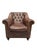 English Restoration Hardware Distressed Leather Club Chair – Tufted English Library Lounge Chair With Rolled Arms & Brass Casters For Sale - Image 3 of 17