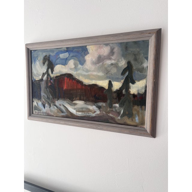 Mid-Century Modern Per Olof Zachrisson, Landscape Composition, 1960s, Oil Painting on Board For Sale - Image 3 of 8